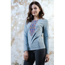 Embroidered t-shirt with long sleeves "Geometric Fantasy" Gray